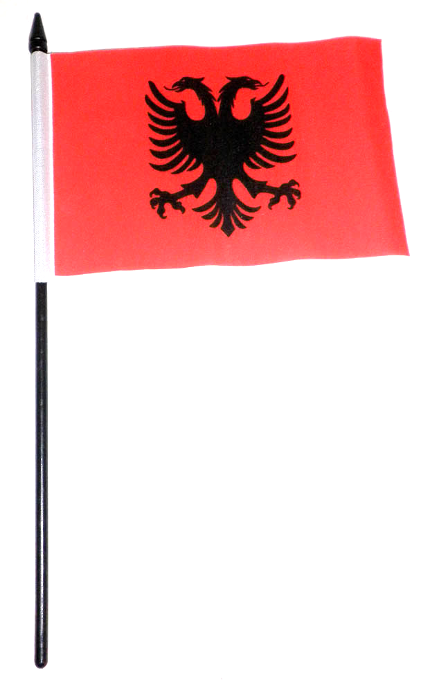 ALBANIEN HANDFLAGGA 15X10CM