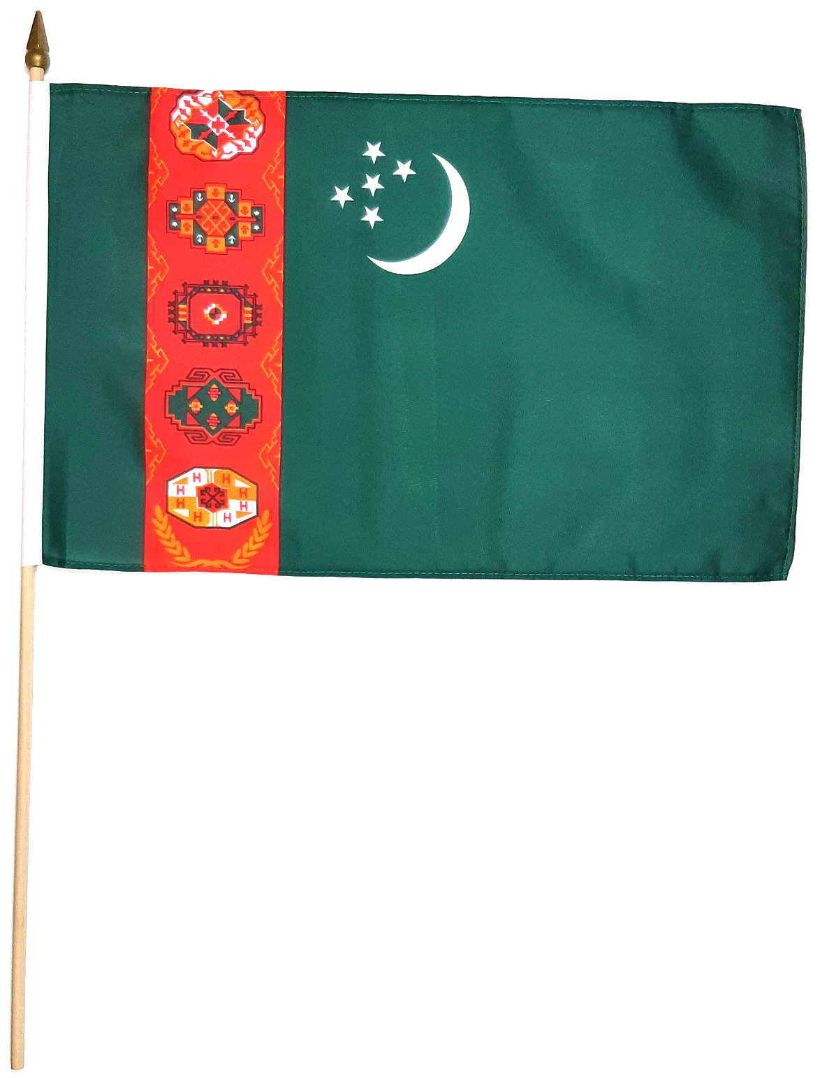 TURKMENISTAN HANDFLAGGA 45X30CM