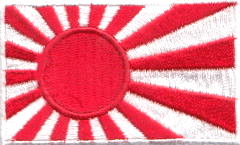 JAPAN RISING SUN TYGMÄRKE 65X38mm