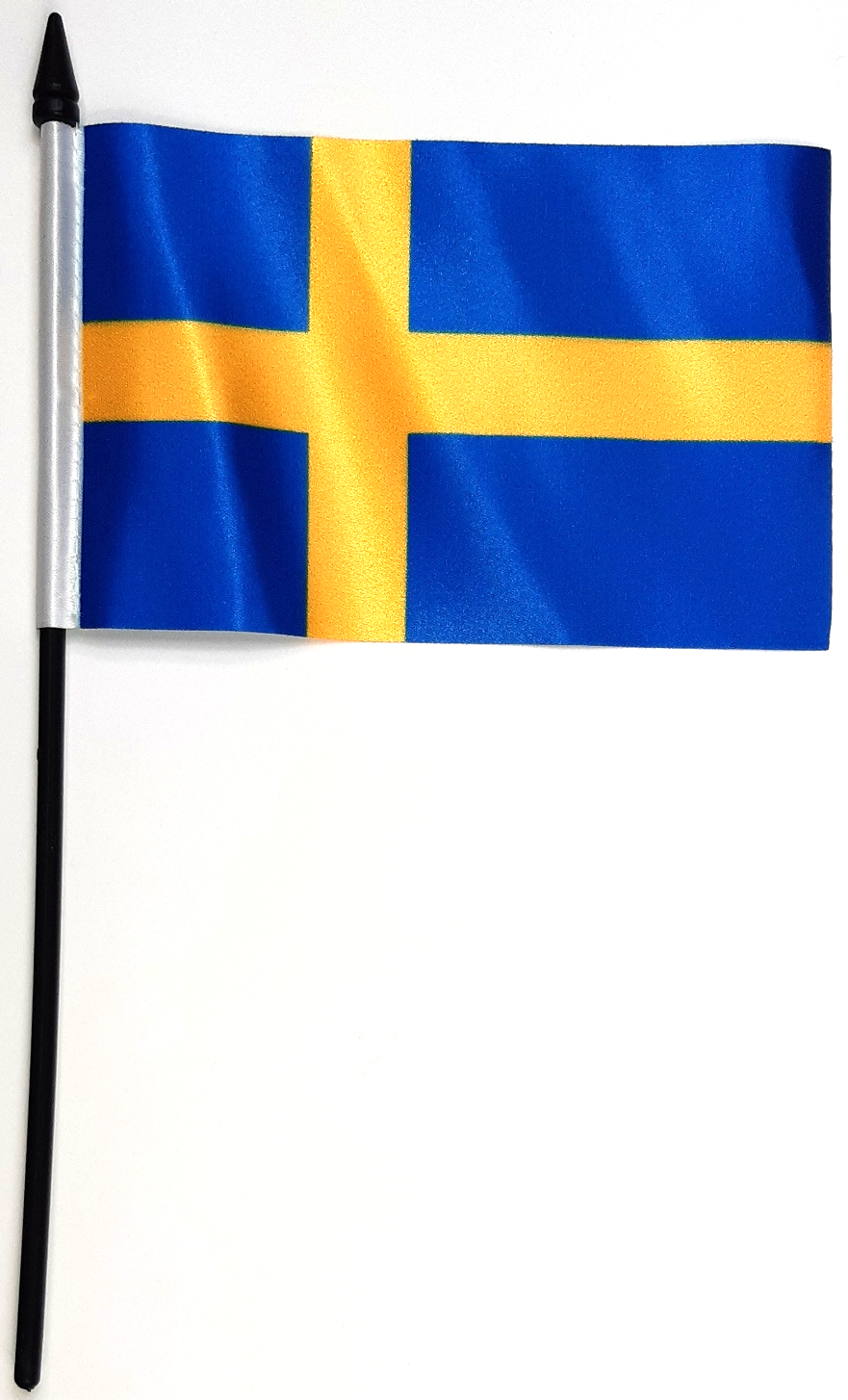 SVERIGE PREMIUM HANDFLAGGA 15X10CM I SATIN