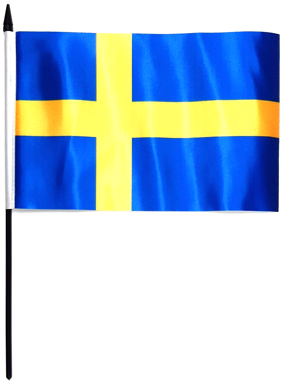 SVERIGE PREMIUM HANDFLAGGA 23X15CM I SATIN