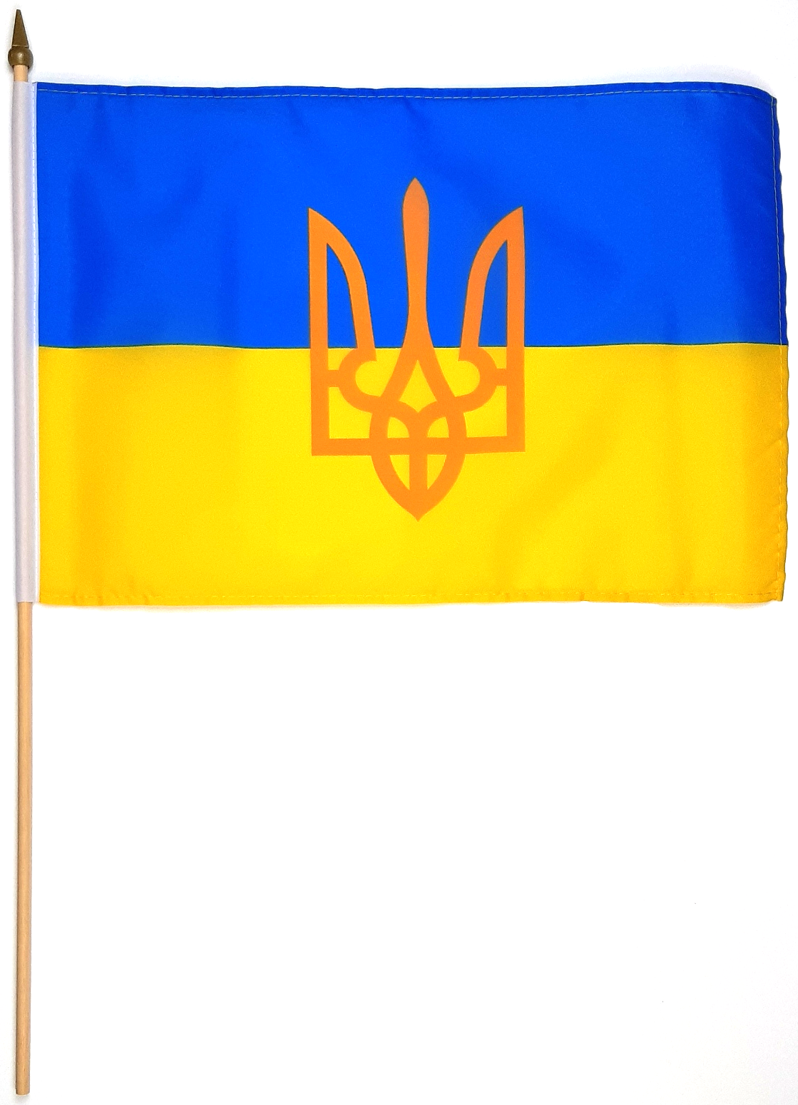 UKRAINA HANDFLAGGA 45X30CM MED VAPEN