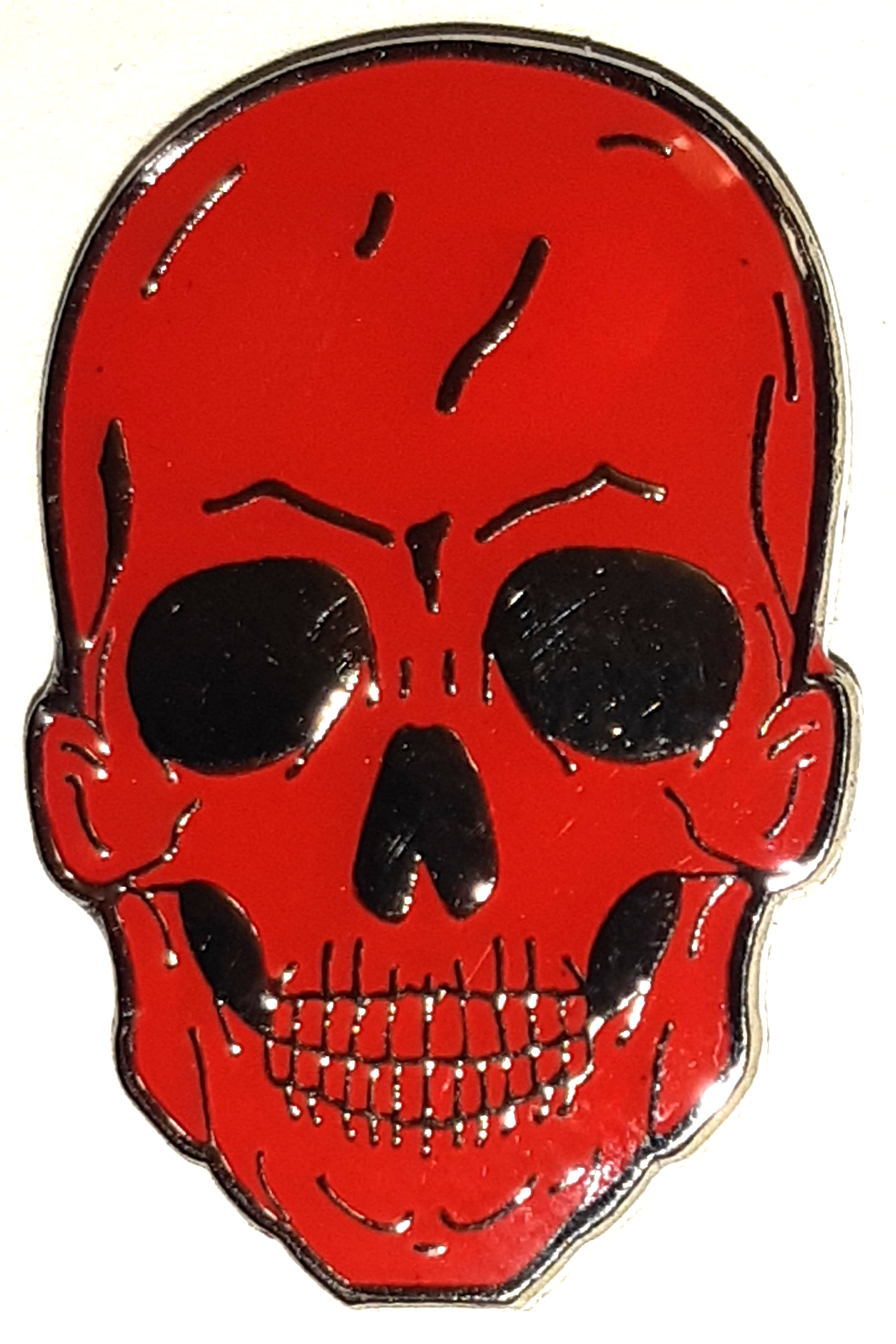 Döskalle Pin 25x17mm röd emalj + krom