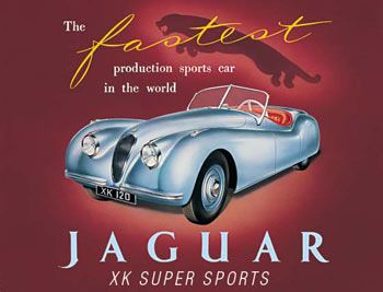 JAGUAR XK 120 PLÅTSKYLT 41x30cm