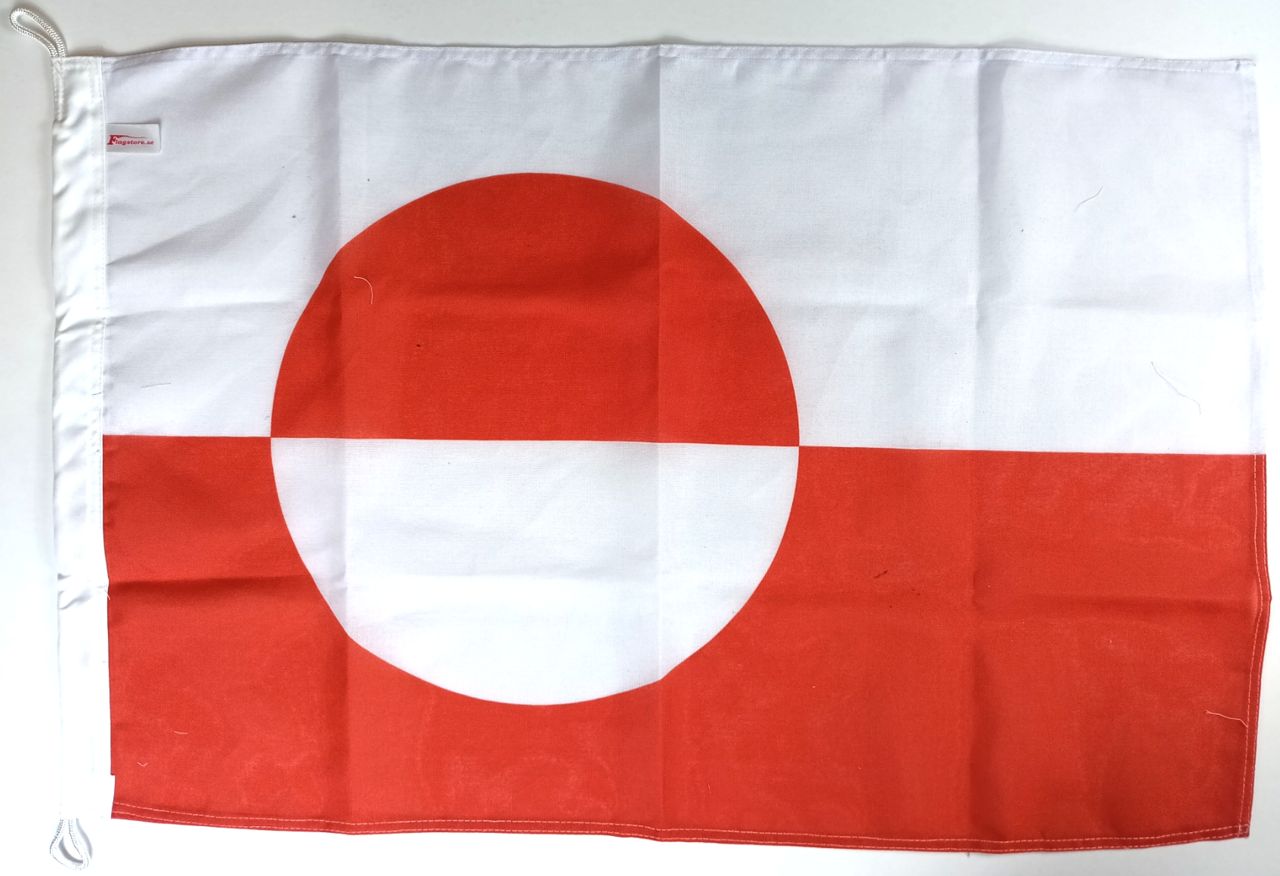 GRÖNLAND FLAGGA PREMINUM ca90X60CM, ÖGLA UPPE OCH NERE