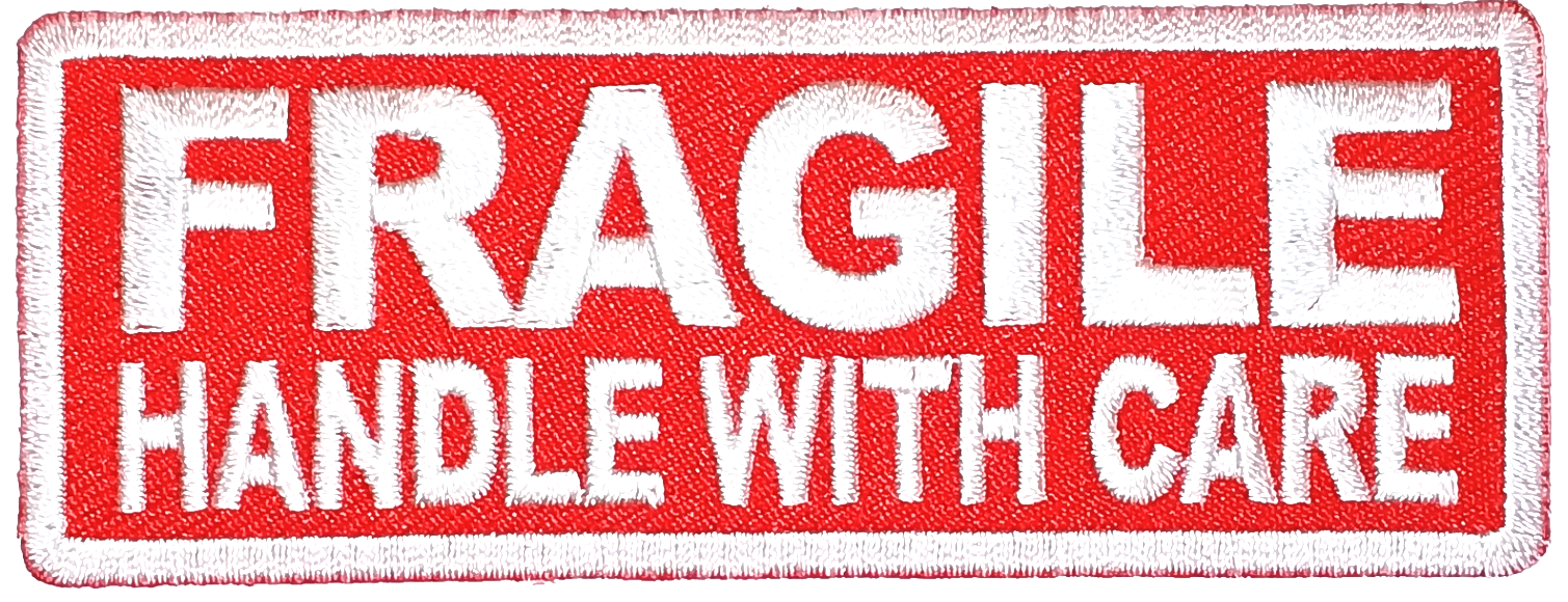 Fragile Handle With Care Tygmärke Patch 102x40mm