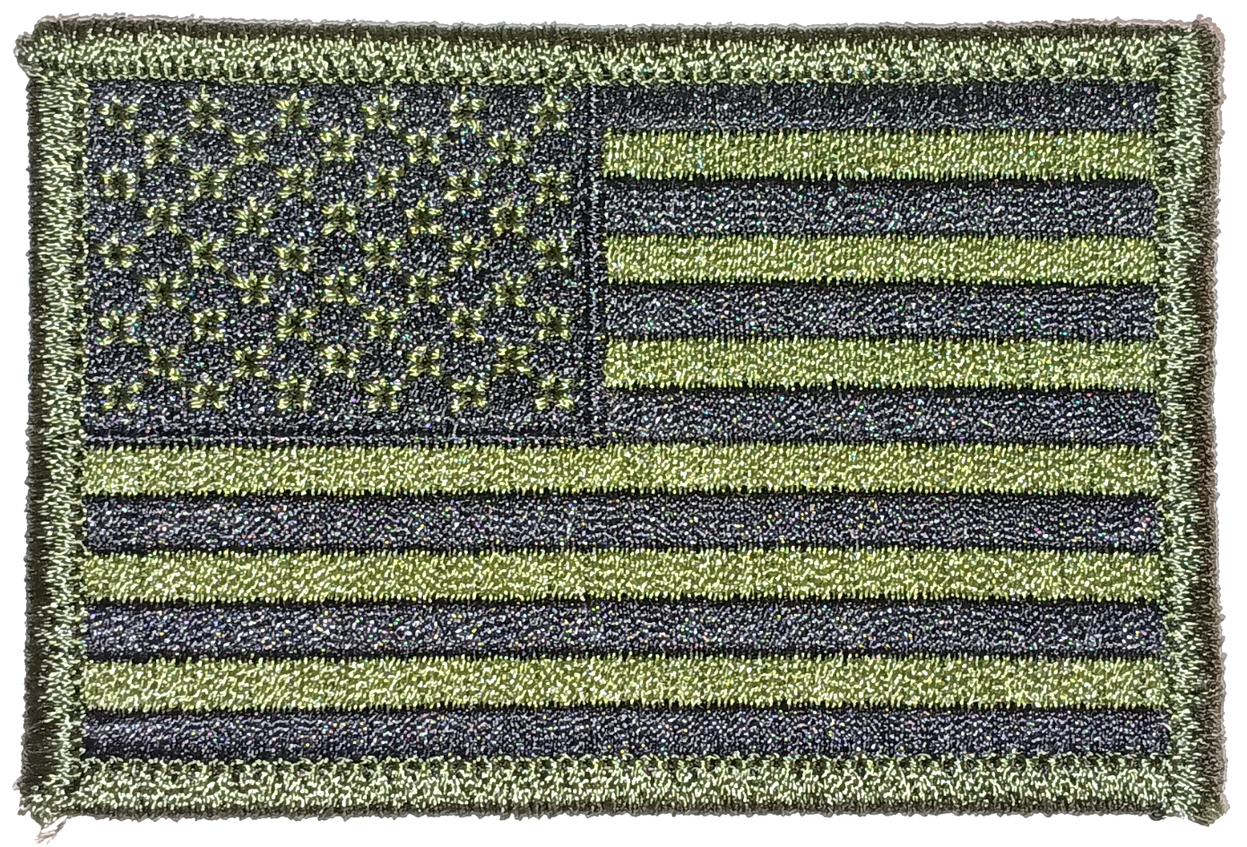 USA FLAGGA "GRÖNT" TYGMÄRKE 52x77mm