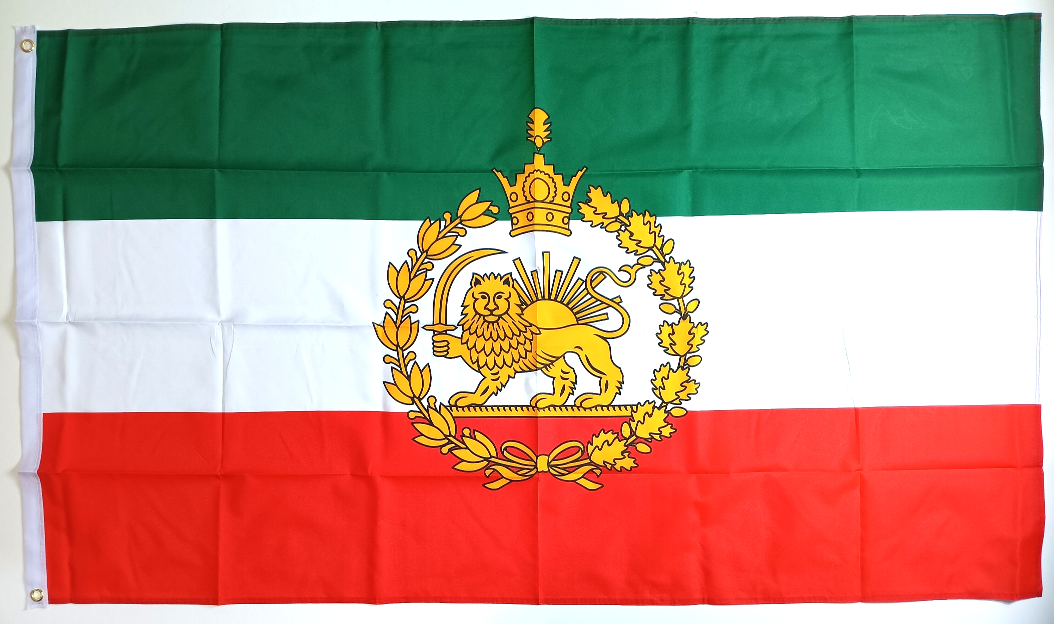 IRAN/PERSIEN FLAGGA MED LEJON Shīr o Khorshīd 150X90CM