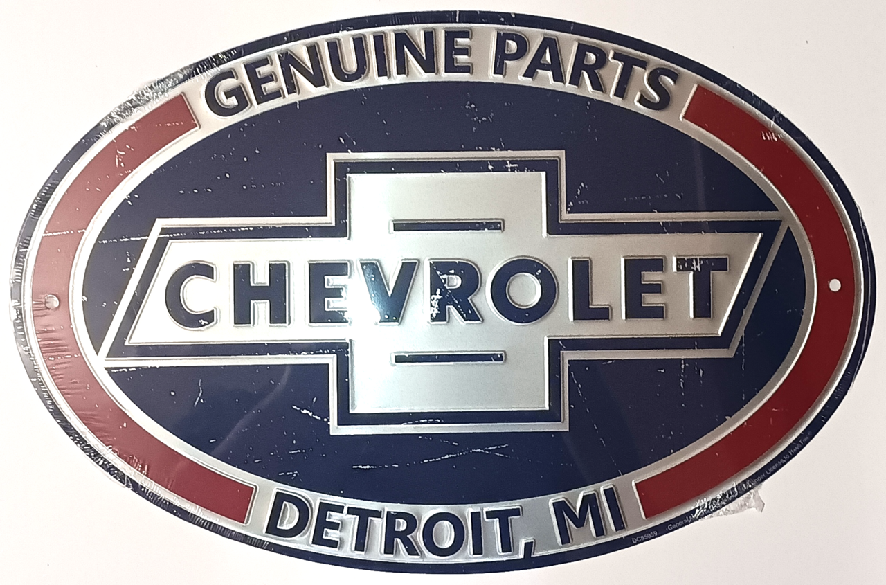 CHEVROLET OVAL PLÅTSKYLT I ALUMINIUM 445x295mm
