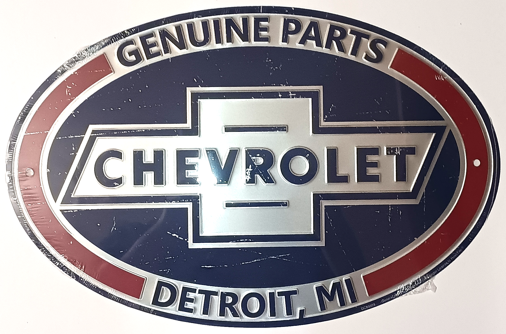 CHEVROLET OVAL PLÅTSKYLT I ALUMINIUM 445x295mm