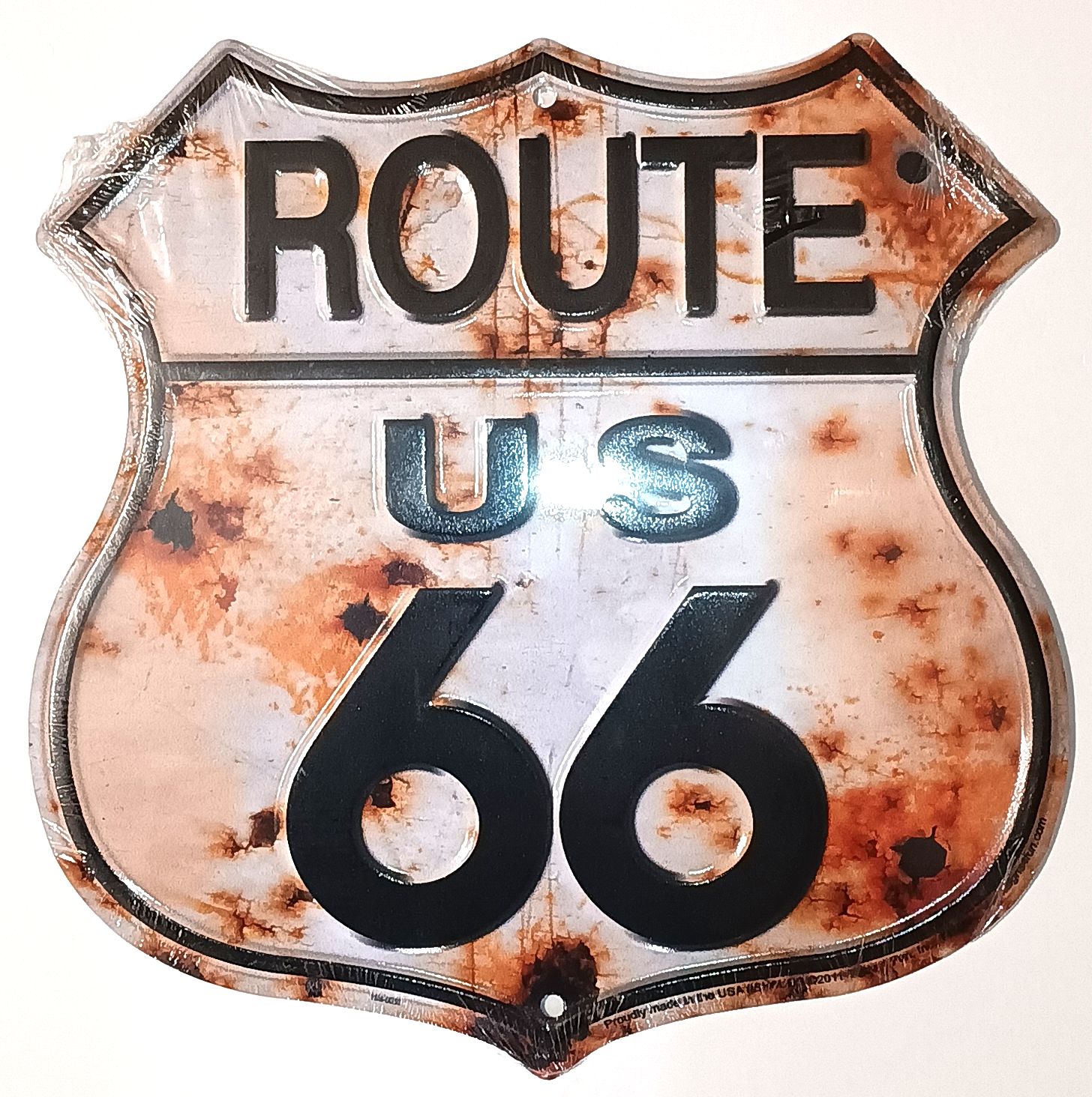 ROUTE 66 PLÅTSKYLT I ALUMINIUM ca 295x285mm