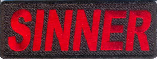 SINNER TYGMÄRKE 102X38mm