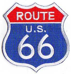 ROUTE 66 TYGMÄRKE 77x73mm