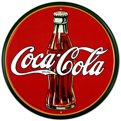 Coca Cola-plåtskyltar