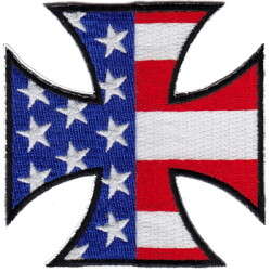 MALTESERKORS MED USA-FLAGGA TYGMÄRKE 77x77mm