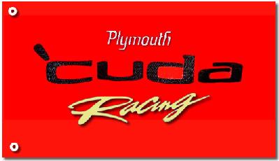 PLYMOUTH CUDA RACING FLAGGA 150X90CM