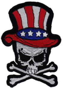 DÖSKALLE MED USA-FLAGGA TYGMÄRKE 100x77mm