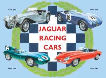 JAGUAR RACING CARS PLÅTSKYLT 41x30cm