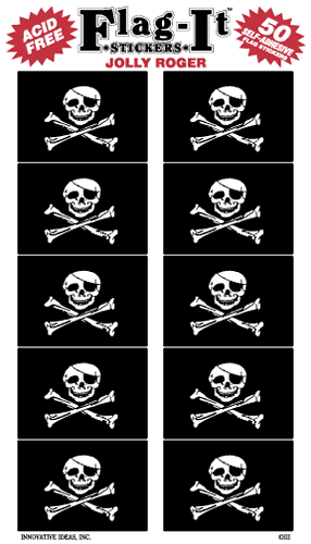 DÖSKALLE JOLLY ROGER STICKERS I PAPPER 50ST 38X25MM