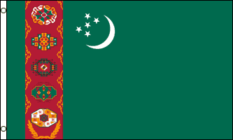 TURKMENISTAN FLAGGA 150X90CM