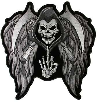 LIEMANNEN MED VINGAR RYGGMÄRKE THE REAPER 305x295mm