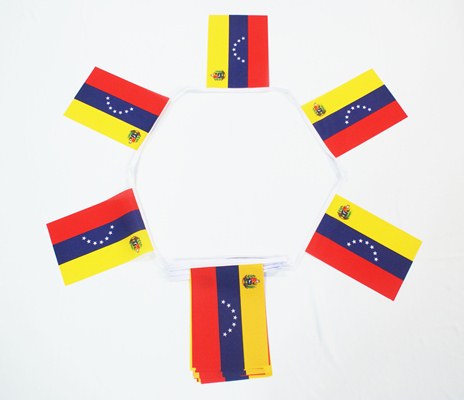 VENEZUELA FLAGGSPEL 6 METER LÅNGT MED 20 FLAGGOR 7st STJÄRNOR