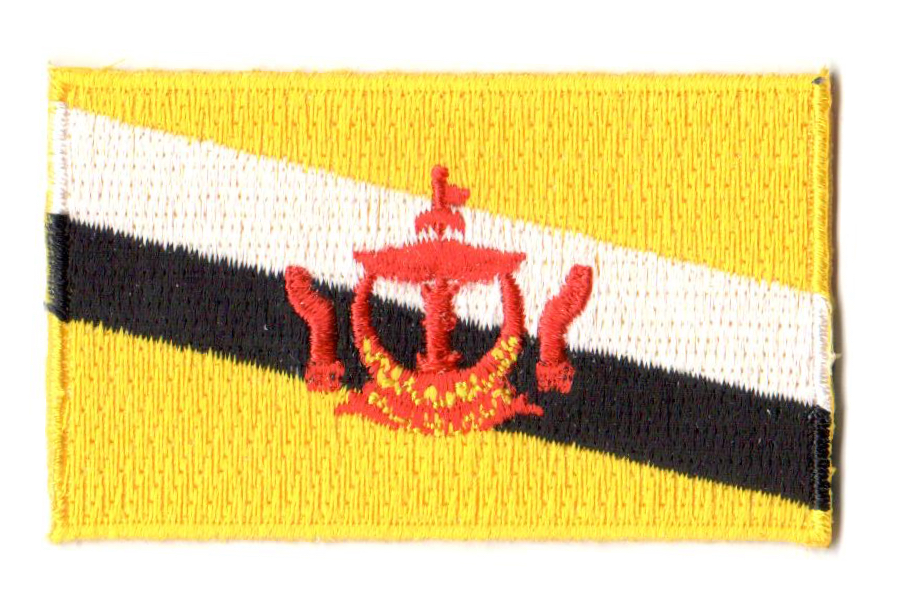 BRUNEI TYGMÄRKE 65x38mm