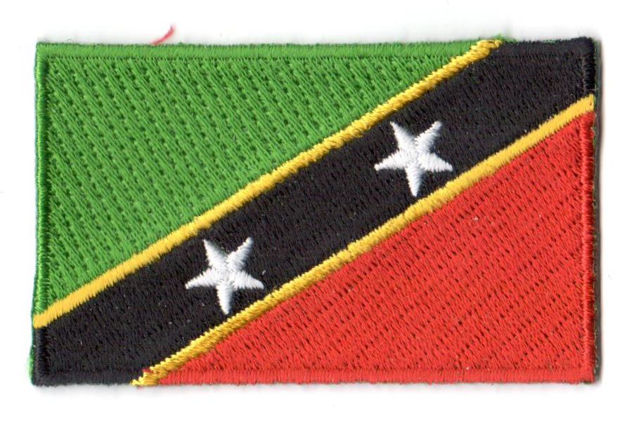 SAINT KITTS OCH NEVIS TYGMÄRKE 65x38mm