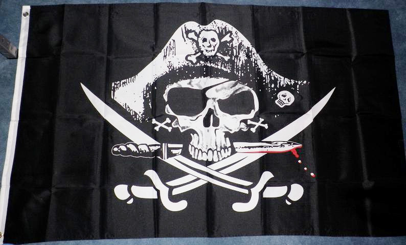 DÖSKALLEFLAGGA DEAD MANS CHEST TRICORNER HAT 240X150CM *Läs beskrivningen*