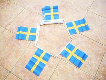 SVERIGE FLAGGSPEL 6 METER LÅNGT MED 20 FLAGGOR