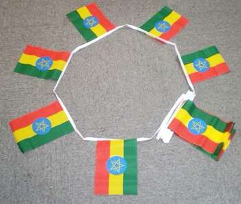 ETIOPIEN FLAGGSPEL MED PENTAGRAM 6 METER LÅNGT MED 20 FLAGGOR