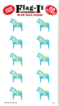 DALAHÄST BLÅ STICKERS I PAPPER 50ST 42X27MM