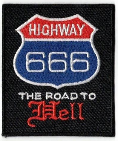 HIGHWAY 666 TYGMÄRKE 75x65mm