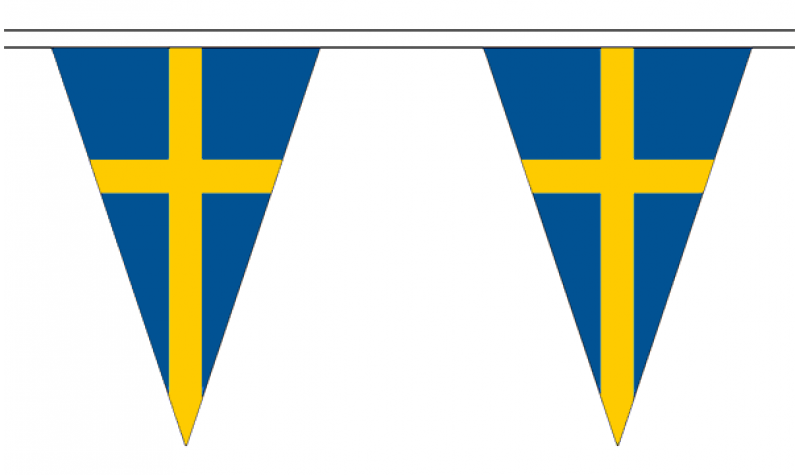 SVERIGE FLAGGSPEL 20 METER LÅNGT MED 54 TRIANGELFLAGGOR