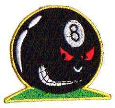 EIGHTBALL TYGMÄRKE 77x68mm