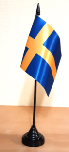 SVERIGE PREMIUM HANDFLAGGA 15X10CM I SATIN