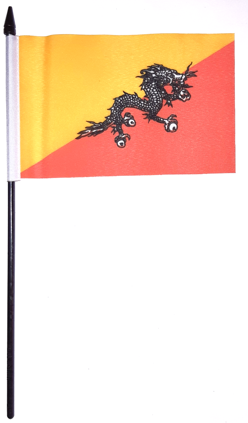 BHUTAN HANDFLAGGA 15X10CM