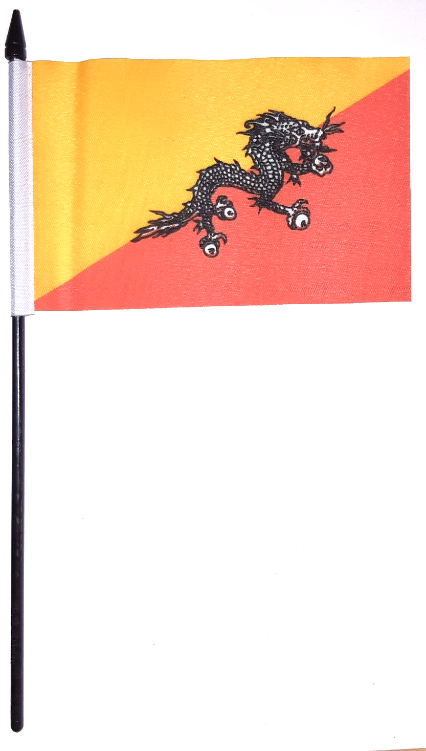 BHUTAN HANDFLAGGA 23X15CM