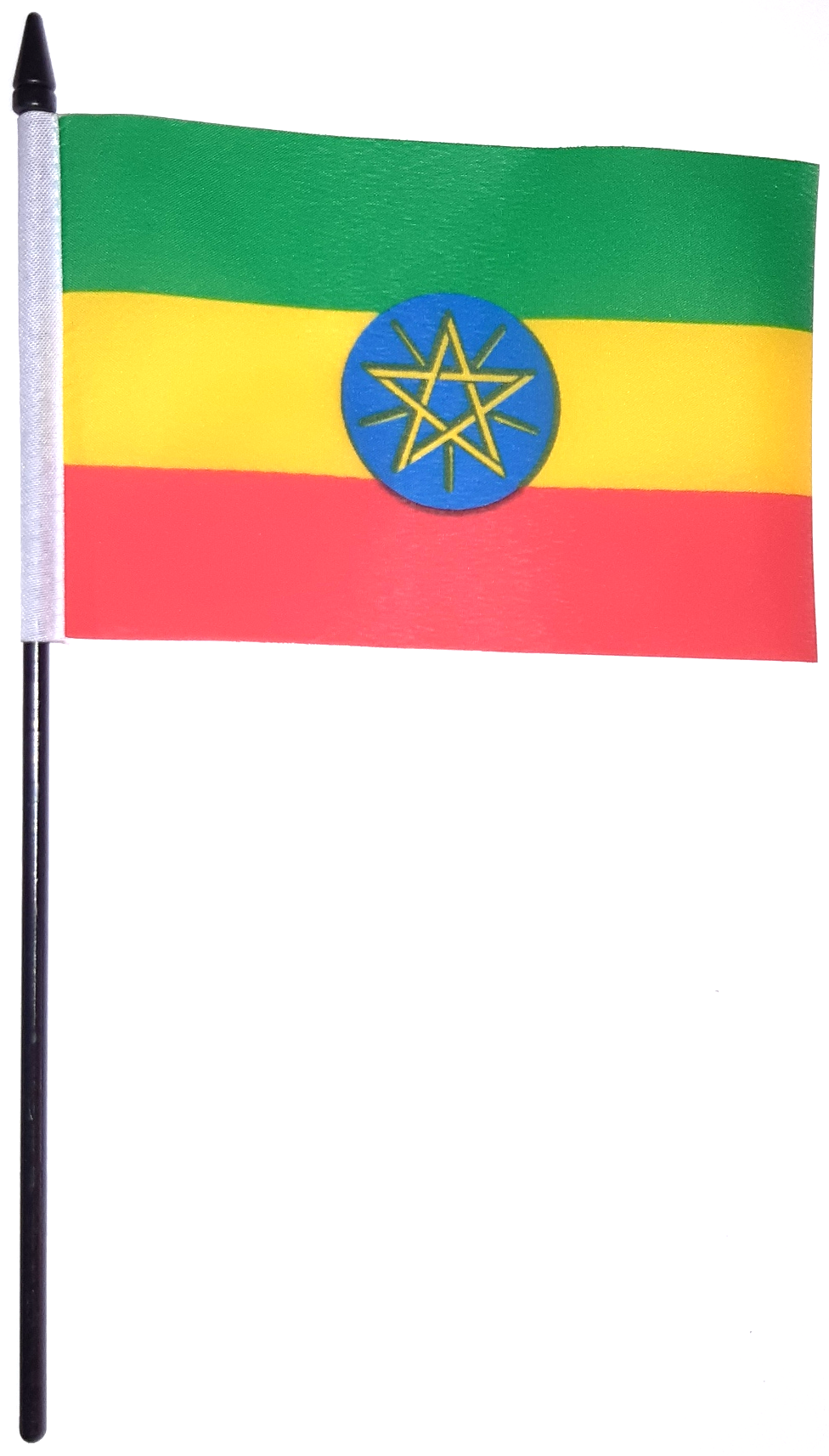 ETIOPIEN HANDFLAGGA MED PENTAGRAM 15X10CM
