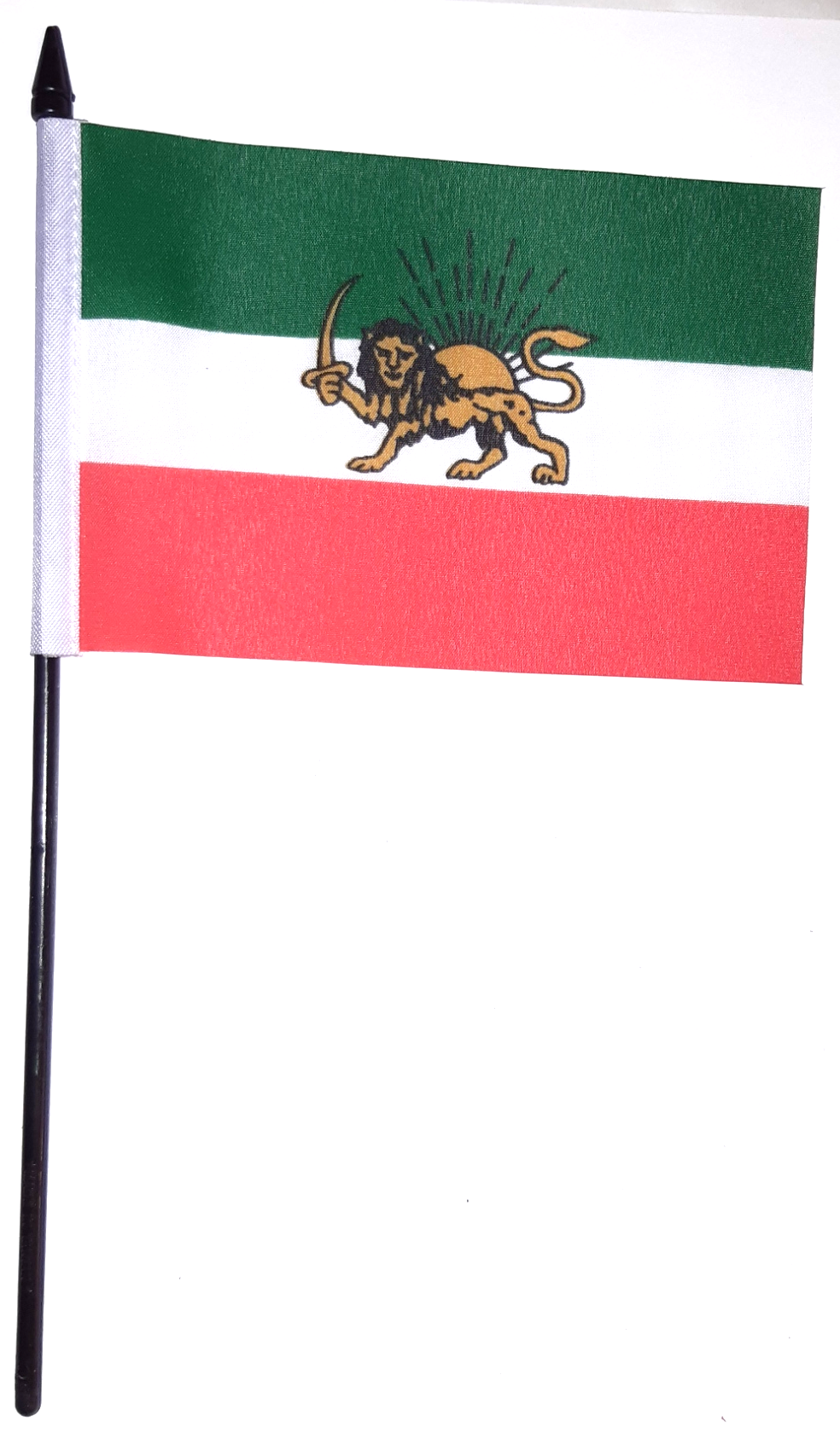 IRAN HANDFLAGGA MED LEJON 15X10CM